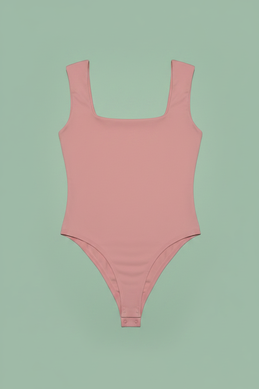 Body Rosa Palo Escote Cuadrado - Fondo Verde Menta