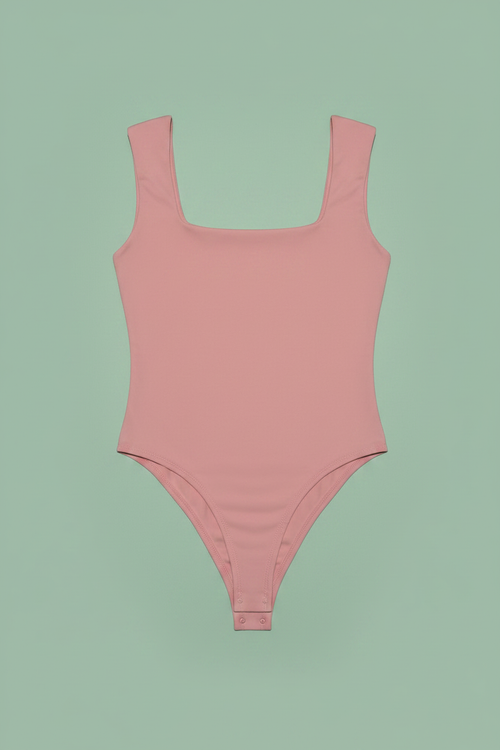 Body Rosa Palo Escote Cuadrado - Fondo Verde Menta