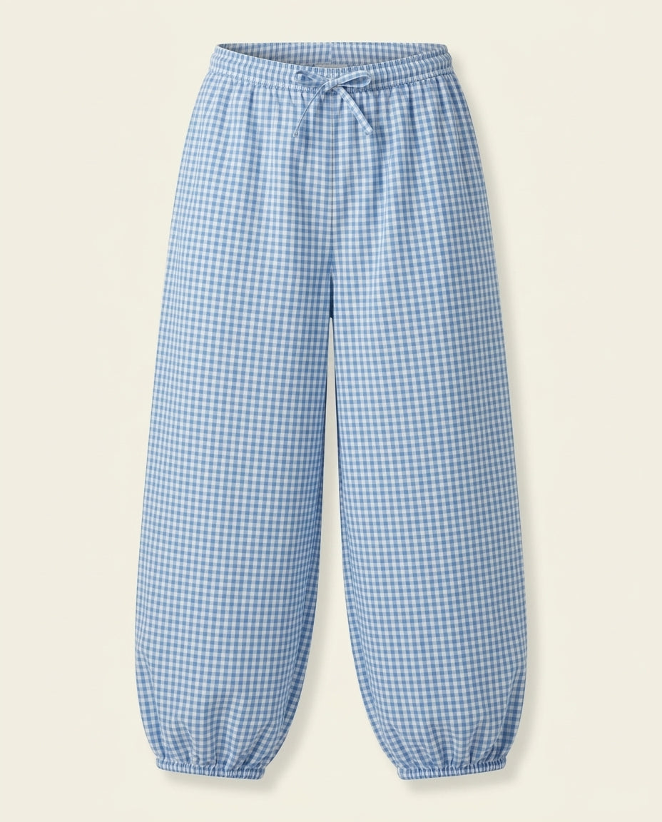 Pantalón Harem Vichy Azul y Blanco