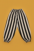 Pantalón Harem Rayas Negro y Blanco - Fondo Mostaza