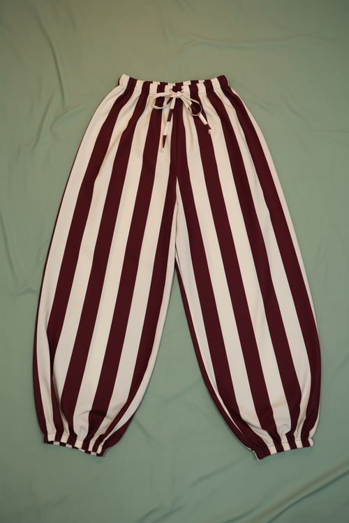 Pantalón Rayas Granate y Blanco Nuclear - Fondo Verde Salvia