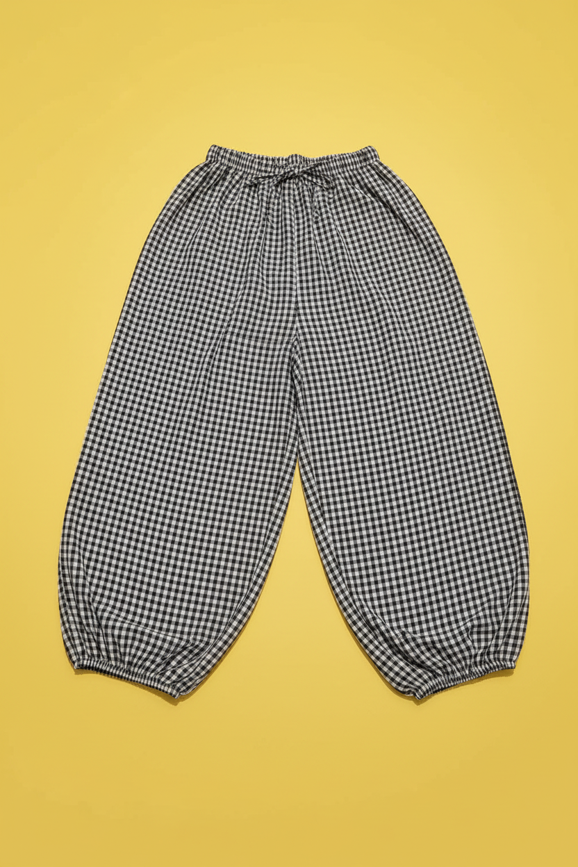 Pantalón Vichy Negro y Blanco - Fondo Amarillo Limón