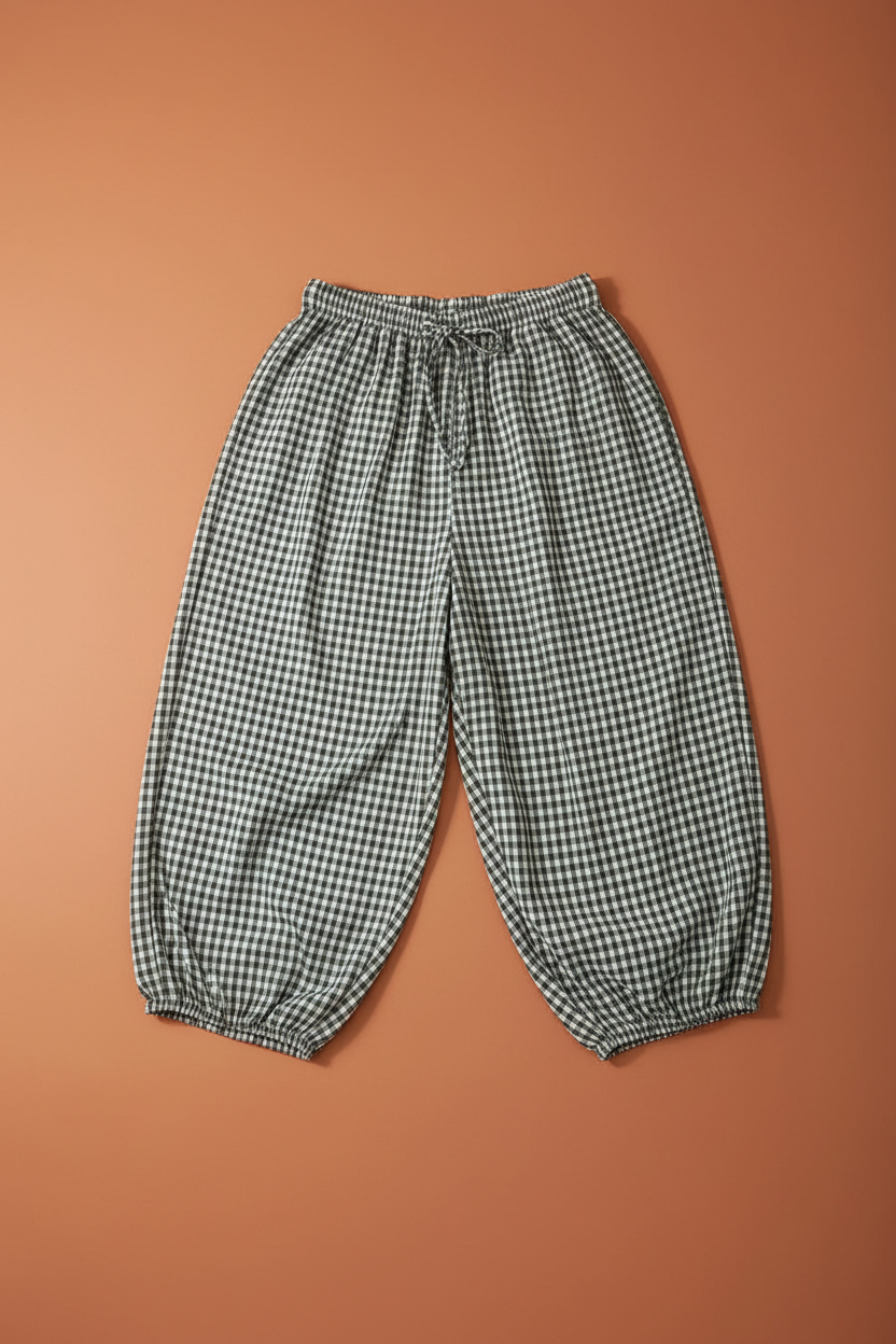 Pantalón Vichy Verde Oliva - Fondo Terracota