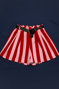 Shorts Rayas Rojo y Rosa con Cinturón - Fondo Azul Marino