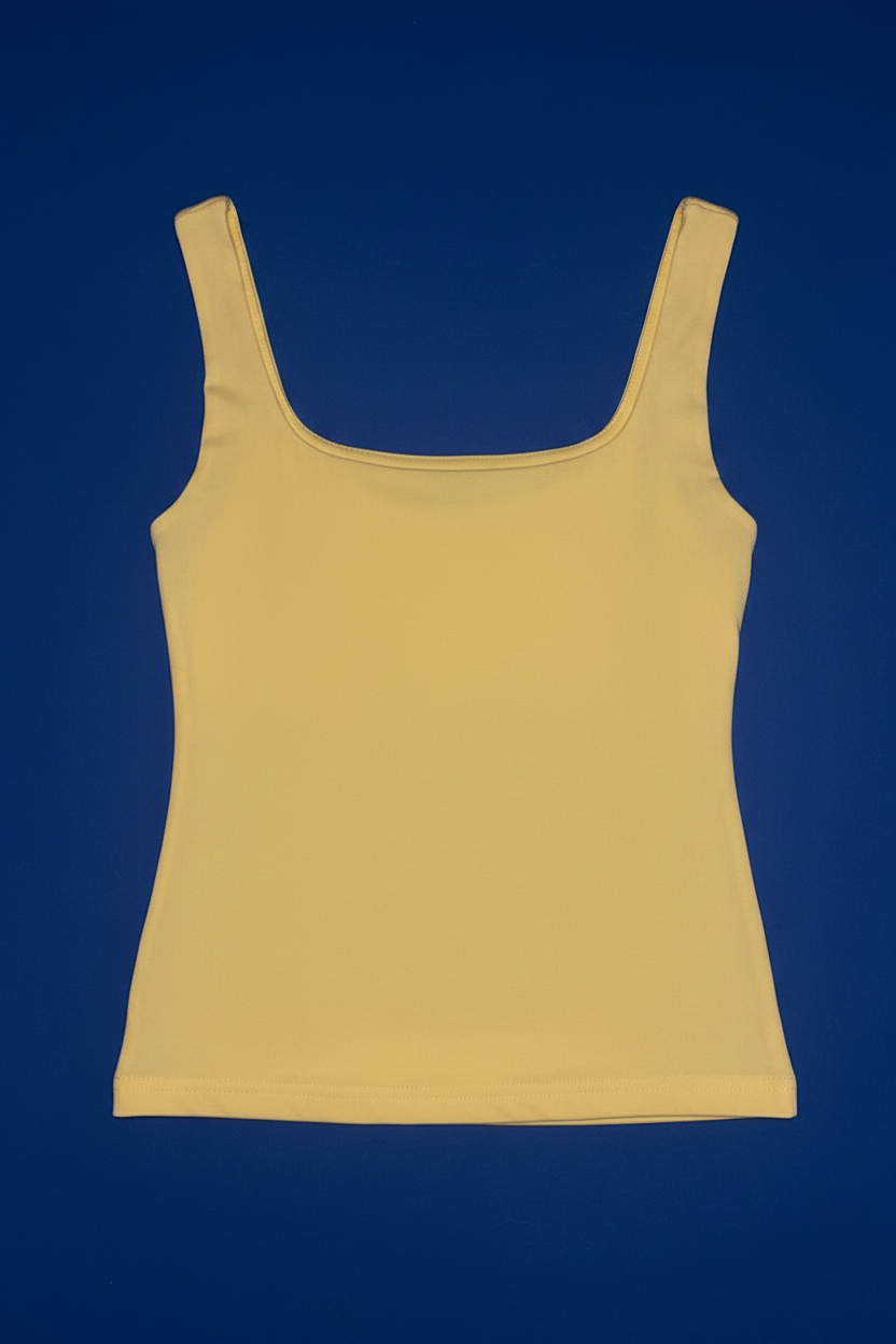 Top Amarillo Limón - Fondo Azul Cobalto