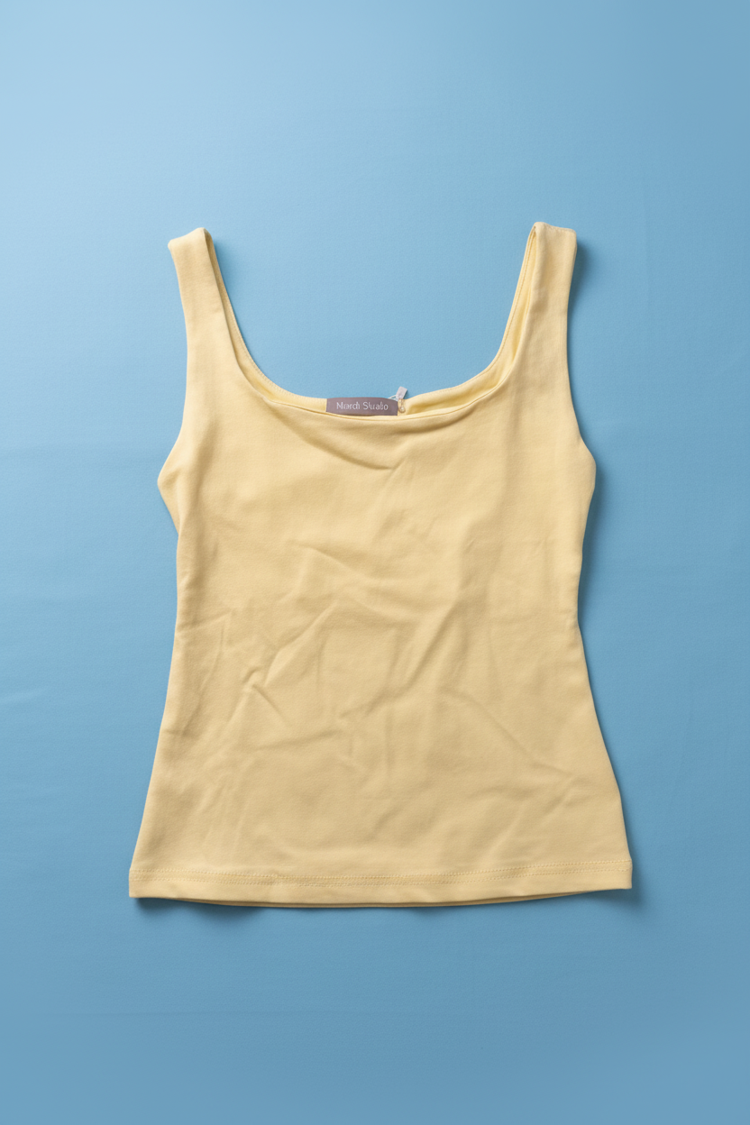 Top Amarillo Pastel - Fondo Azul Cielo