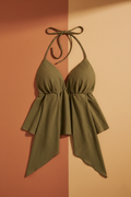 Top Crop Halter Verde Oliva - Fondo Cálido