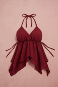 Top Halter Granate - Fondo Rosa Empolvado